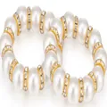 Portatovagliolo elastico con perle finte bianche e distanziatori dorati con strass - 12 Perle Oro C43 / Oro