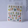 Vue macro de stickers 5D pour ongles avec angelots baroques et roses roses - Style Chérubin et Rose Vintage (FEB-329)