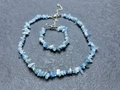 Natural light blue crystal stone necklace and bracelet set with silver clasp - Bracelet / Aquamarine