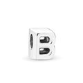 DIY silver alloy bracelet charm bead in polished capital letter B design - Letter B / Silver
