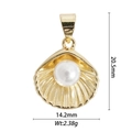 Golden shell pendant with white pearl inlay, 20.5mm size, elegant ocean series jewelry - Shell with Pearl (DZ-1742)