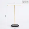 T-shaped gold jewelry stand with black hexagonal marble base for necklaces and bracelets - Black Marble Pattern Base T-Rack