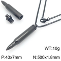 Polished black stainless steel bullet pendant necklace with detachable screw cap - Pendant with Chain / Black