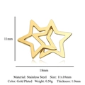 Gold plated stainless steel hollow star earrings pair measuring 11x18mm on white background - Gold Hollow Five-pointed Star (5Pcs/Pack)