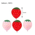 Set of 18 strawberry latex balloons in red and pink for kids birthday party decor - Balloon