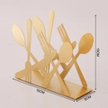 Moderner Serviettenhalter aus Metall in Mattgold mit Besteckdesign und Maßen - Besteck Form / Gold