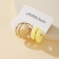 Minimalist gold hoop and C-shape resin earring set displayed on white card - Yellow White Metal Simple Set (47)