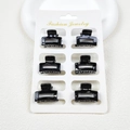 Set di 6 mini mollette per capelli quadrate nere su scheda di supporto - 2.5CM Quadrato Nero Lucido Set da 6