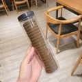 Coffee brown high elasticity seamless hair ties set in clear storage cylinder - Solid Coffee