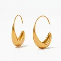 Modern gold-plated C-shaped teardrop hoop earrings with high-polish mirror finish - C-Shaped Half Round Hoop - Gold (KDE1828)