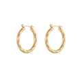 Detailed close-up of 18K gold plated stainless steel twisted hoop earrings set - Croissant Pattern Thin Hoop Earrings