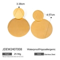Matte gold stainless steel double circle earrings with dimension markings - JDEW2407008-Double Circle Stacked