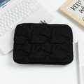 Black quilted laptop sleeve with minimalist bunny pattern and dual metal zippers - 11" / Black