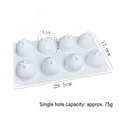 Detailed dimensions of 8-cavity white silicone mold for mousse cakes and chocolates - 8-Cavity Peach