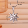 Silver octagonal star pendant necklace with rhinestones and snake chain in 45cm length - Eight-pointed Star Silver (2643)