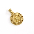 Gold round pendant featuring embossed letter X with intricate cutout floral patterns - Letter X Style (X-Single Pendant)