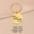 Detailed view of golden stainless steel keychain with BEST NANA EVER engraving and size specs - Nana / Gold