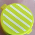 Mini portable seasoning bottle for bento featuring a yellow lid with white stripes - Striped Dot Single / Green Stripes