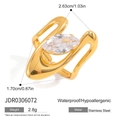 Minimalist 18K gold plated stainless steel ring with a large marquise cut zircon stone - Gold Wide Band Marquise Zirconia Style (JDR0306072)