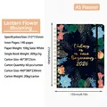 A5 2026 floral weekly planner with dark blue cover and metal double-wire coil binding - Fuchsia Blooming (2026)