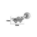 Silver heart cartilage stud with four cubic zirconia stones and 0.3x0.6cm dimensions - 3# Heart with 4 Stones (HSPJ093-3) / Silver