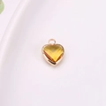 Golden framed yellow faceted heart crystal pendant accessory for DIY jewelry making - Gold
