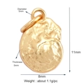 Ciondolo tondo in rame dorato fatto a mano con finitura a martellata vintage - K642989-Gold Irregular