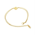18k gold plated double layer snake chain bracelet with Chinese Xi round charm - 15+5cm / Gold