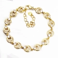 Macro detail of gold-plated chain bracelet with micro-pave zircons and lobster clasp - Circle Zirconia / Gold