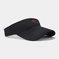Detail of red heart embroidery on black cotton visor with curved sun protection brim - Adjustable / Black