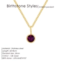 Detail der 14K Gold-Edelstahlkette mit lila Juni-Geburtsstein-Anhänger (Amethyst) - Juni Lila - Gold
