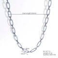 Silver stainless steel paperclip chain necklace with 500mm length and 18x8mm links - Paperclip Link (567-12)