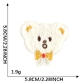 Cartoon teddy bear chenille patch with yellow bow, white embroidered applique, 5.8cm size - Bowtie White Bear-5.8*5.8cm