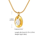 Dettaglio pendente ovale dorato con zircone bianco e misure della catena da 40+5cm - Collana in Zirconia Ovale Dorata (NC-2107G01)