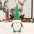 Gnomo di Natale con cappello da renna verde e maniche a righe rosse e verdi decoro - Stile Cappello Verde