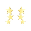 Pair of gold stainless steel stud earrings featuring three stars in a vertical arrangement - Gold