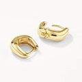 Minimalist thick golden hoop earrings with fluid wave design and polished mirror finish - Style A / 925 Silver / Gold