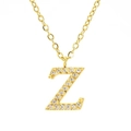 Golden titanium steel necklace with a sparkling cubic zirconia letter Z pendant - Letter Z / Gold