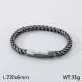 Pulsera de acero inoxidable de 6mm para hombre con cierre de resorte y acabado vintage - 18cm Negro (KB95694-BD)