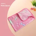Pink coral fleece pet blanket with colorful bone and paw prints for dogs and cats - Pink Bone