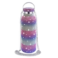 Sparkling diamond coffee mug with gradient blue and purple rhinestones and silver chain - Red Purple White Gradient / 350ml (12oz) With Aluminum Chain