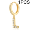 Exquisite 18K gold plated hoop earring with sparkling zircon micro-paved letter L pendant - Single Letter Earring L