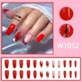 Unghie finte a ballerina rosse con nail art a farfalla e dettagli glitter francesi - W1052 Farfalla Rossa Glitterata (Tipo Colla)