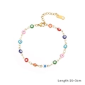 Golden stainless steel evil eye bead bracelet with multi-color charms for women - Multi-color Evil Eye Beaded Style / Gold