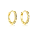 8.5mm S925 sterling silver hoop earrings with gold plating and colorful zircon stones - 925 Silver / 18k Gold (White Stone)
