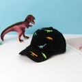 Kids black cotton baseball cap with colorful dinosaur embroidery and curved brim - 48-52cm (1-6 Years) / Dinosaur Style - Black