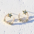 Vergulde ster- en maan-oorbellen met parels en ingelegde zirkonia voor een chique look - Gouden Parel (Paar)