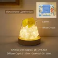 Natural yellow and white crystal stone diffuser lamp with wooden base and gift box - Gift Box Set + Single Color Light Base / Citrine + Clear Quartz