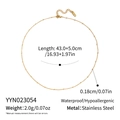 Detailed specs of golden stainless steel beaded chain showing length and diameter dimensions - Basic Stainless Steel Chain (YYN023054)