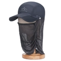 Dark gray quick-dry outdoor sun hat with mesh face mask and neck flap for UPF 50+ protection - Adjustable / Dark Gray